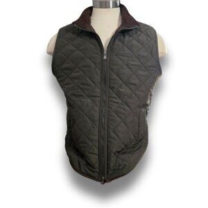 Tahari Men's Large Green Quilted Felt Lined Zip Up Vest